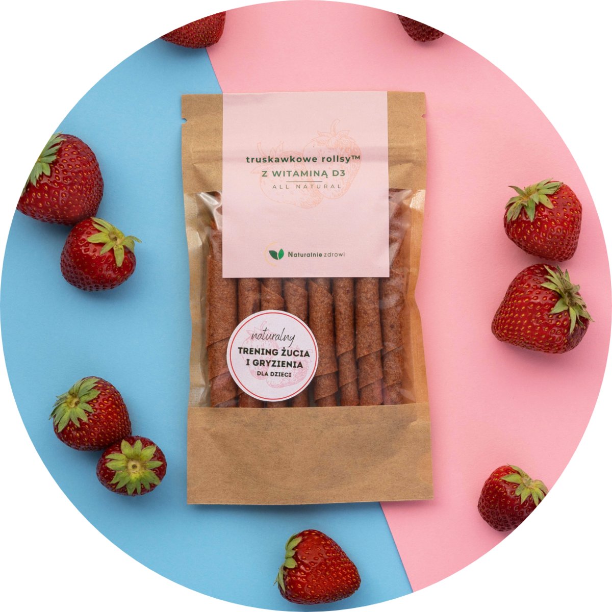 Naturalnie Zdrowi Truskawkowe rollsy™ z witaminą D3 50 g
