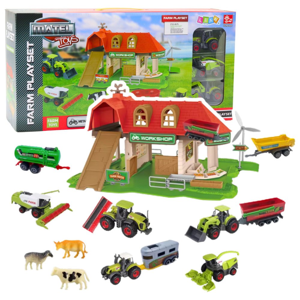 ND24_25164 Zestaw Farma Stodola Traktory Figurki