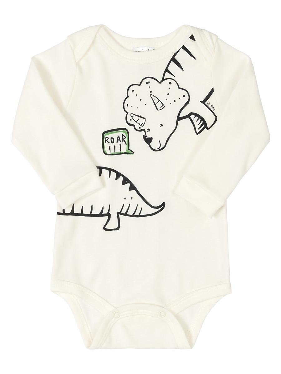 Niemowlęce body z długim rękawem dinozaur ecru Up Baby r.68