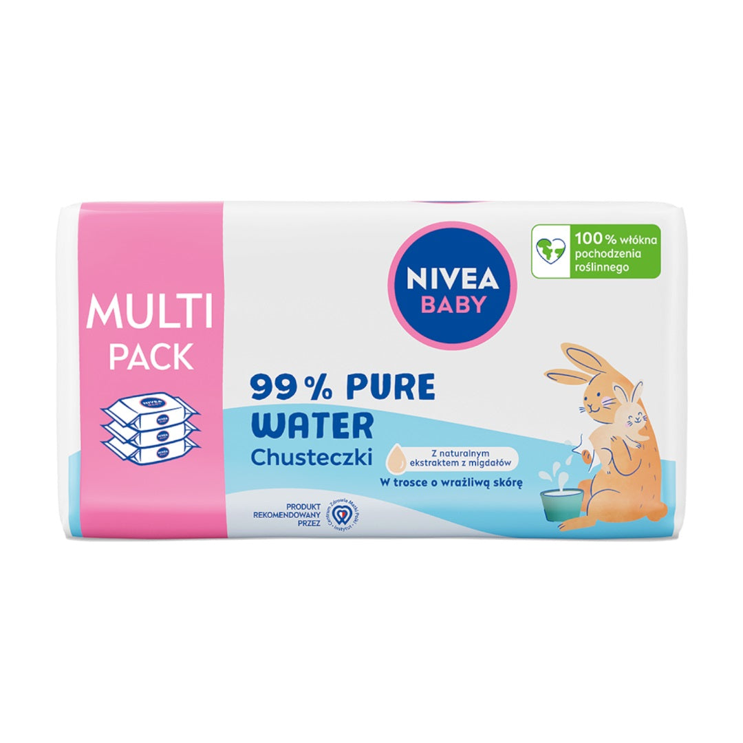 NIVEA BABY Chusteczki nawilżane Biodegradowalne 99% Pure Water 3 x 57 sztuk