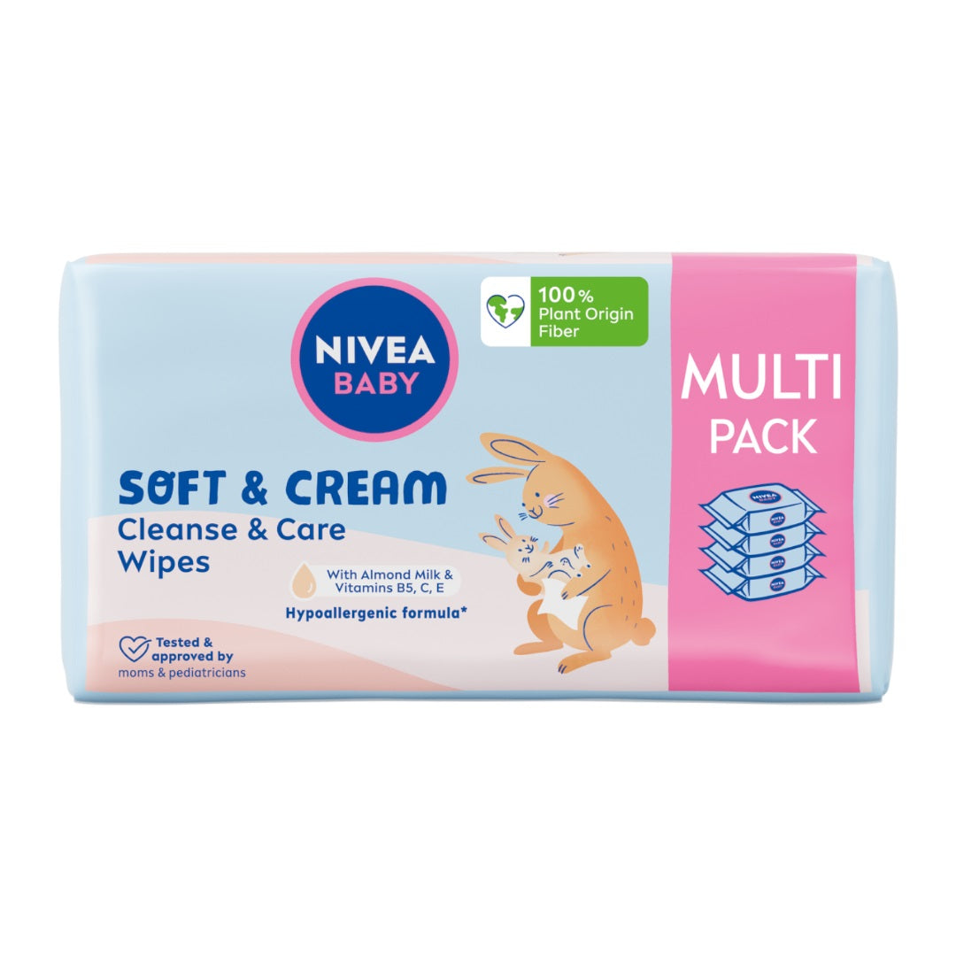 NIVEA BABY Chusteczki nawilżane Biodegradowalne Soft & Cream 4x 57 sztuk