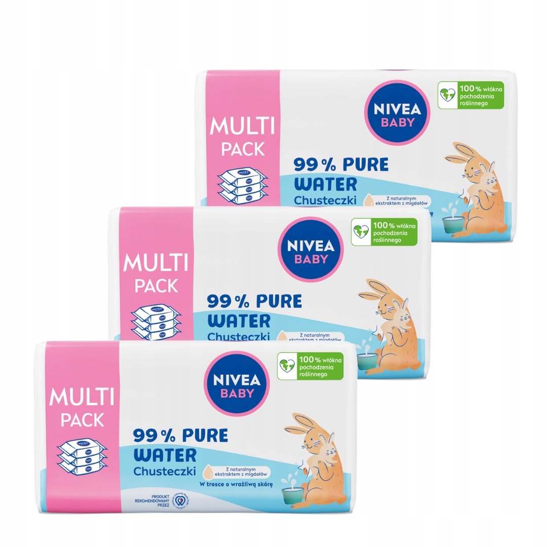 NIVEA BABY PURE WATER Chusteczki nawilżane mokre dla dzieci 9 x 57szt.