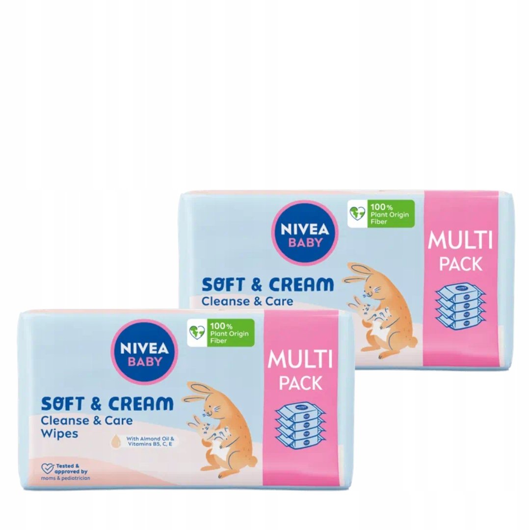 NIVEA BABY SOFT & CREAM Chusteczki nawilżane mokre dla dzieci 8 x 57 szt.