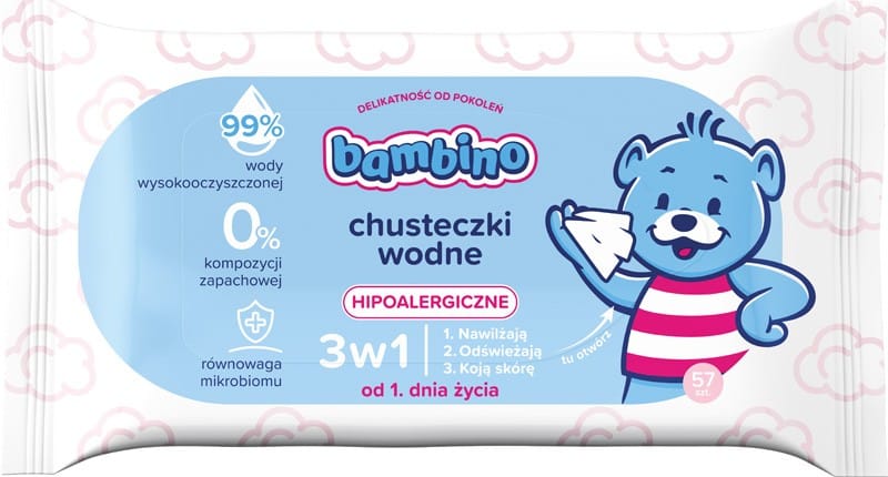 NIVEA Bambino Chusteczki wodne 3w1 hipoalergiczne  1 x 57 szt