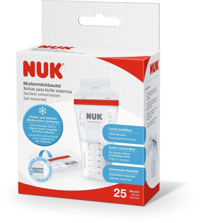 NUK Woreczki na mleko 180 ml 25 szt # Wpisz kod MDL5PL52 i uzyskaj dodatkowe 20 % rabatu na ten produkt promocja do 17.05.2020