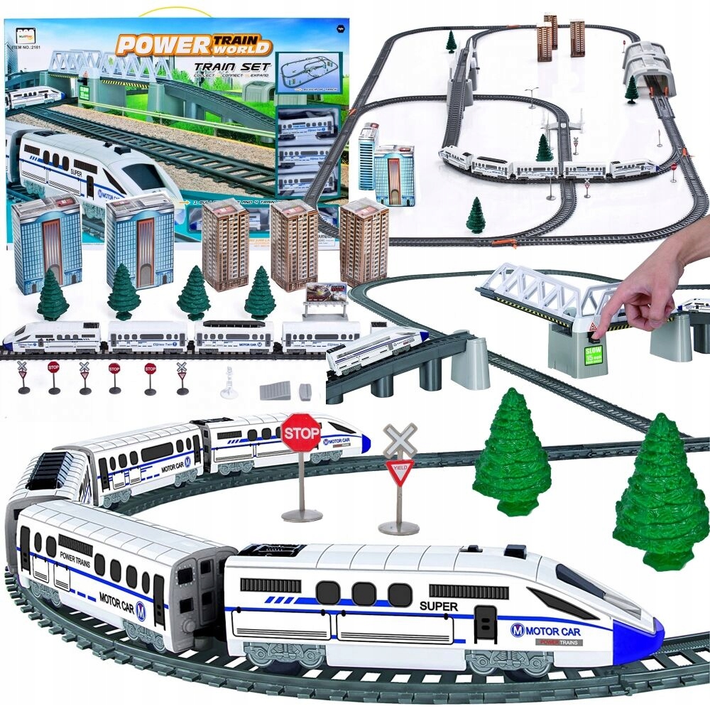 Ogromna Kolejka Elektryczna Tor 9M Pociąg Podnoszony Most Tunel XXL
