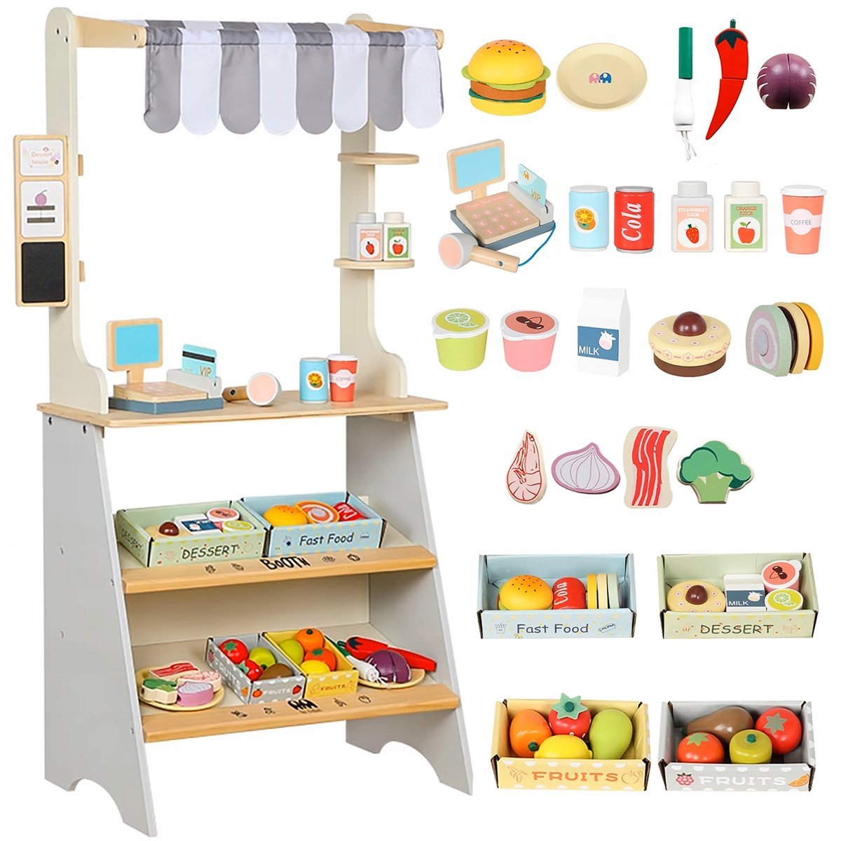 OGROMNY SKLEP STRAGAN DREWNIANY WARZYWANIK SUPERMARKET + AKCESORIA