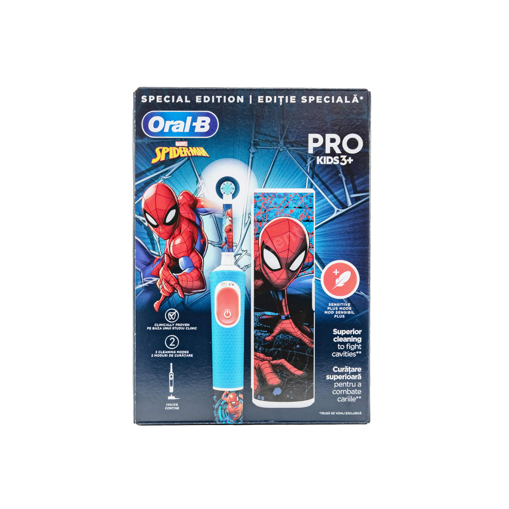 ORAL-B Vitality Pro Kids 3+ Spiderman Szczoteczka elektryczna dla dzieci od 3 lat + etui podróżne