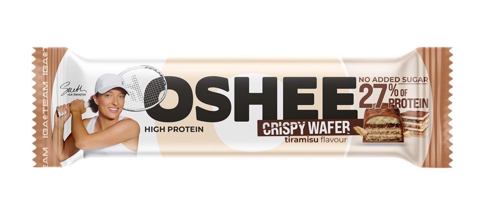 Oshee Wafel z kremem kakaowym oraz nadzienie o smaku biszkoptowym i tiramisu wysokobiałkowy 37 g