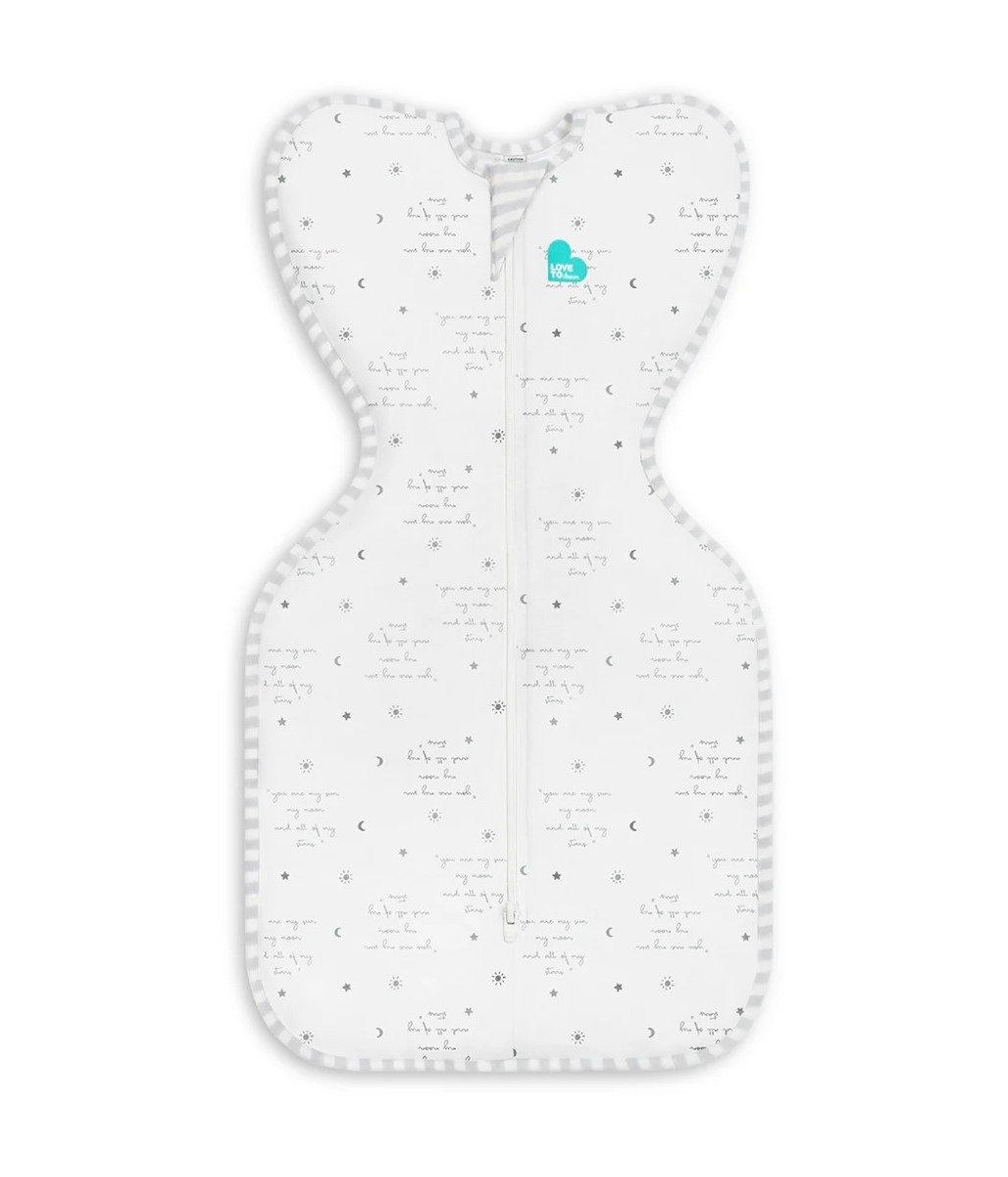 Otulacz Swaddle UP - rozmiar S - biały, kosmos i napisy ETAP1 - 0.2 TOG Original