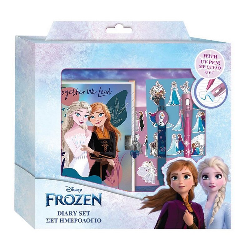 Pamiętnik na kłódkę, długopis UV naklejki - Frozen 564250