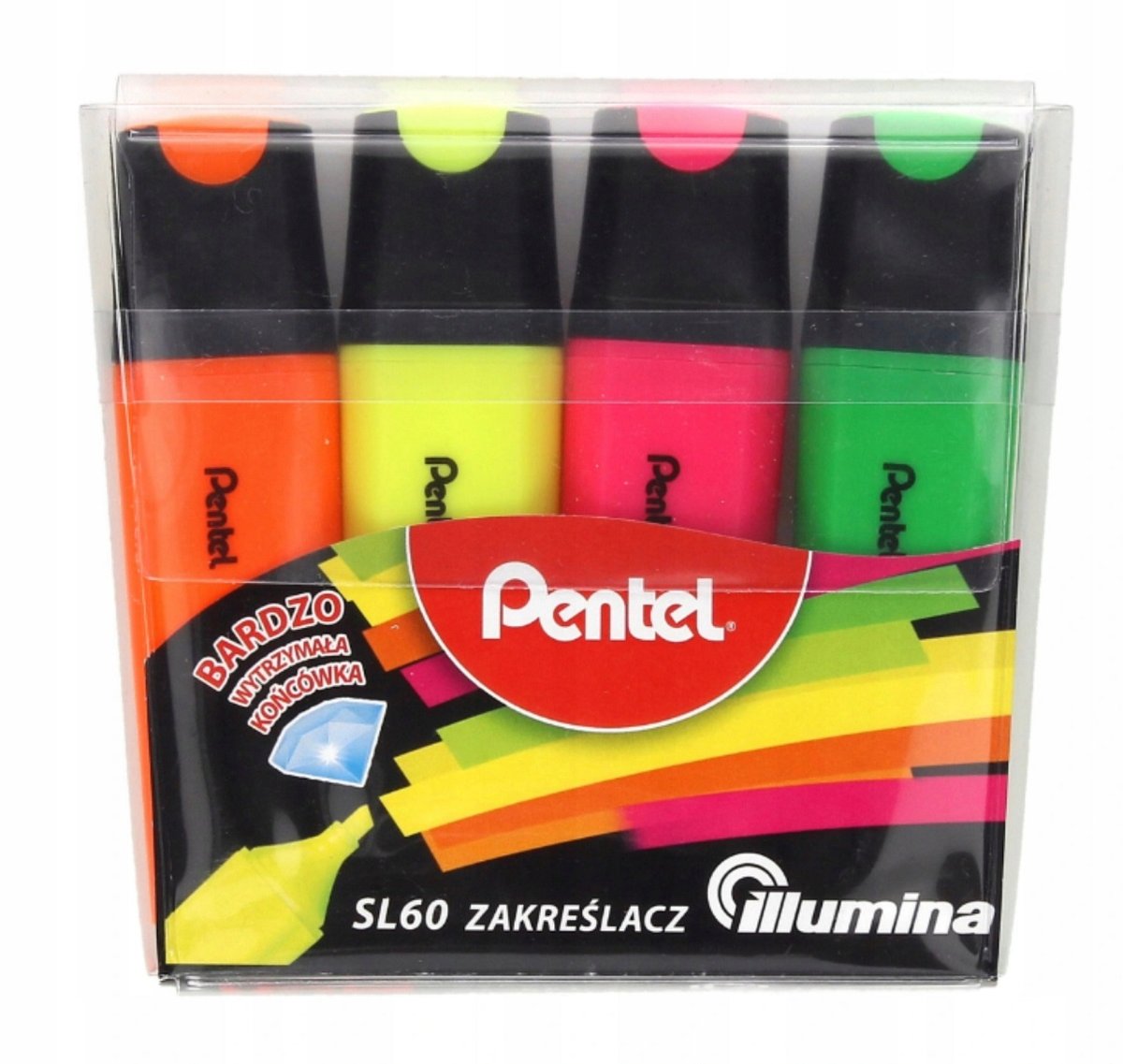 Pentel Zakreślacz 4 kolory Sl60-st4 Etui