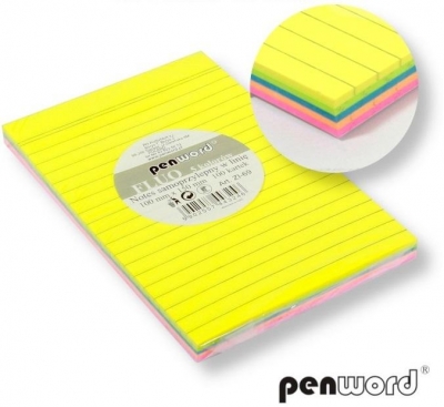 Penword Notes samoprzylepny w linię mix 100x150mm 100K