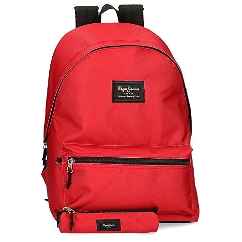 Pepe Jeans Aris plecak na laptopa i piórnik szkolny 15,6" czerwony 31 x 44 x 17,5 cm poliester 30,01 l, czerwony, plecak na laptopa + piórnik szkolny, Czerwona, Plecak na laptopa + piórnik