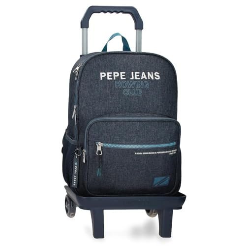 Pepe Jeans Edmon Plecak szkolny z wózkiem Niebieski 30x40x12 cms Poliester 15,6L by Joumma Bags, niebieski, plecak szkolny na kółkach