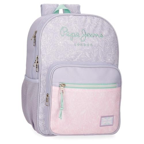 Pepe Jeans Renata Plecak szkolny adaptacyjny do wózka fioletowy 30x40x12 cm Poliester 14,4L by Joumma Bags, Fioletowy, Talla única, Plecak szkolny z możliwością dostosowania do wózka