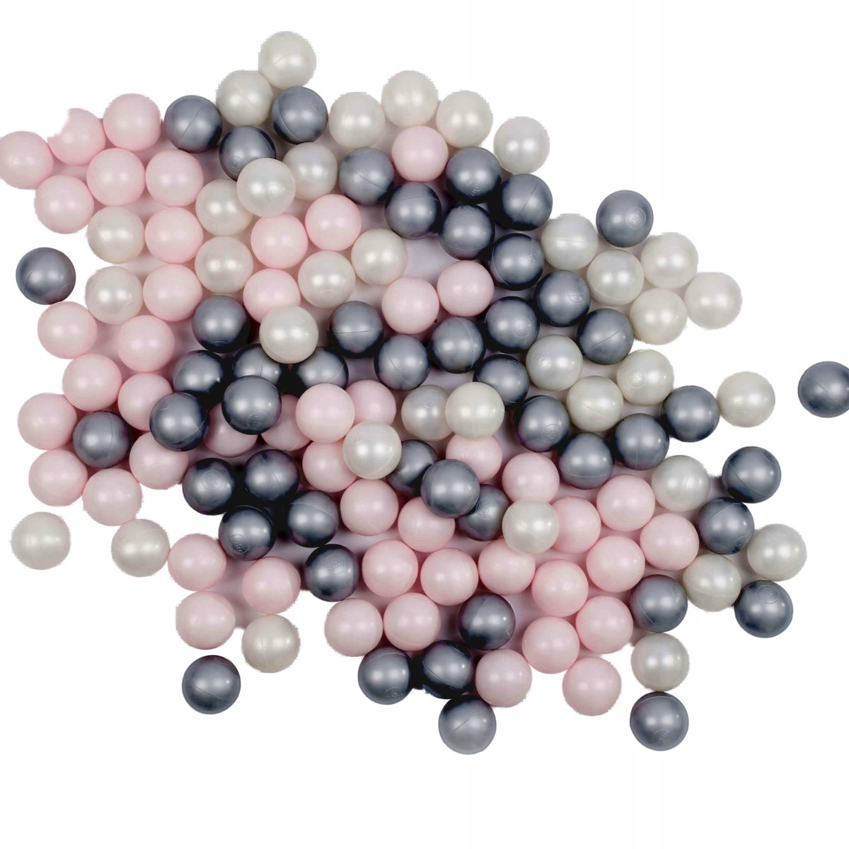 Piłeczki piłki kulki do suchego basenu, Misioo, 6 cm, 150 szt: jasnoróżowe, srebrne, perłowe