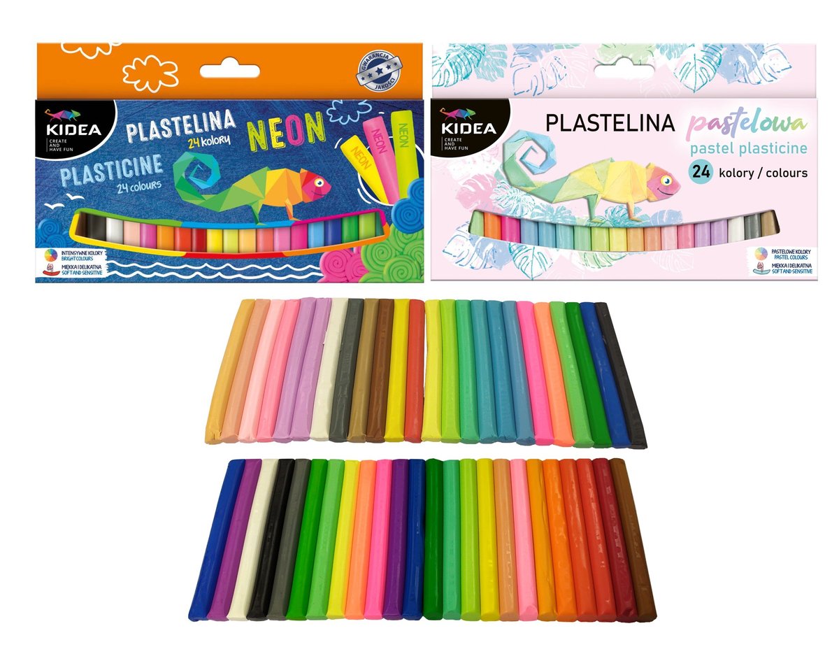 Plastelina 24k Neonowe + 24k Pastelowe Kidea
