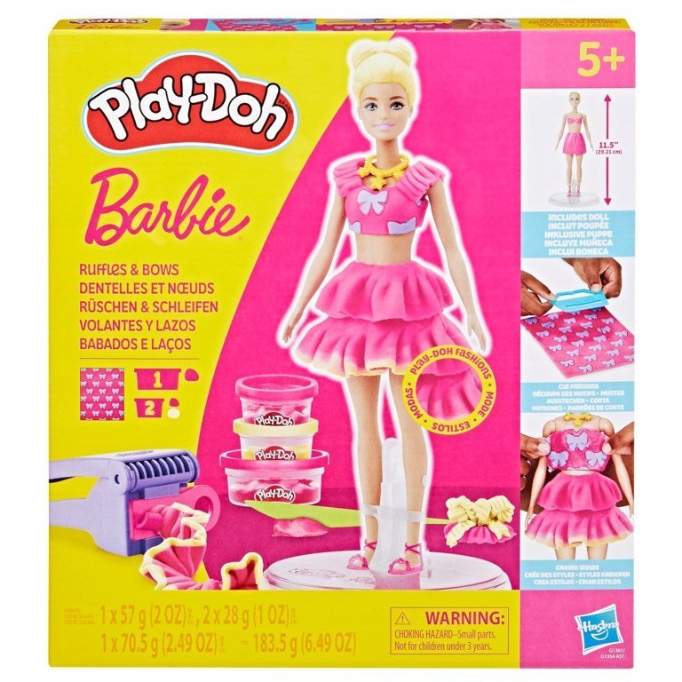 Play-Doh Ciastolina Lalka Barbie Fashionista Falbanki Kokardki Hasbro G1361