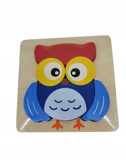 Playtive kolorowe, drewniane puzzle 2D Sowa