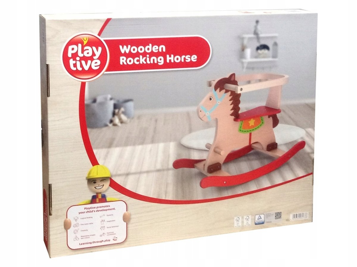 PLAYTIVE PLAYTIVE Drewniany rowerek biegowy/ konik na biegunach/ chodzik pchacz, 1 sztuka (Konik na biegunach) 4055334262736