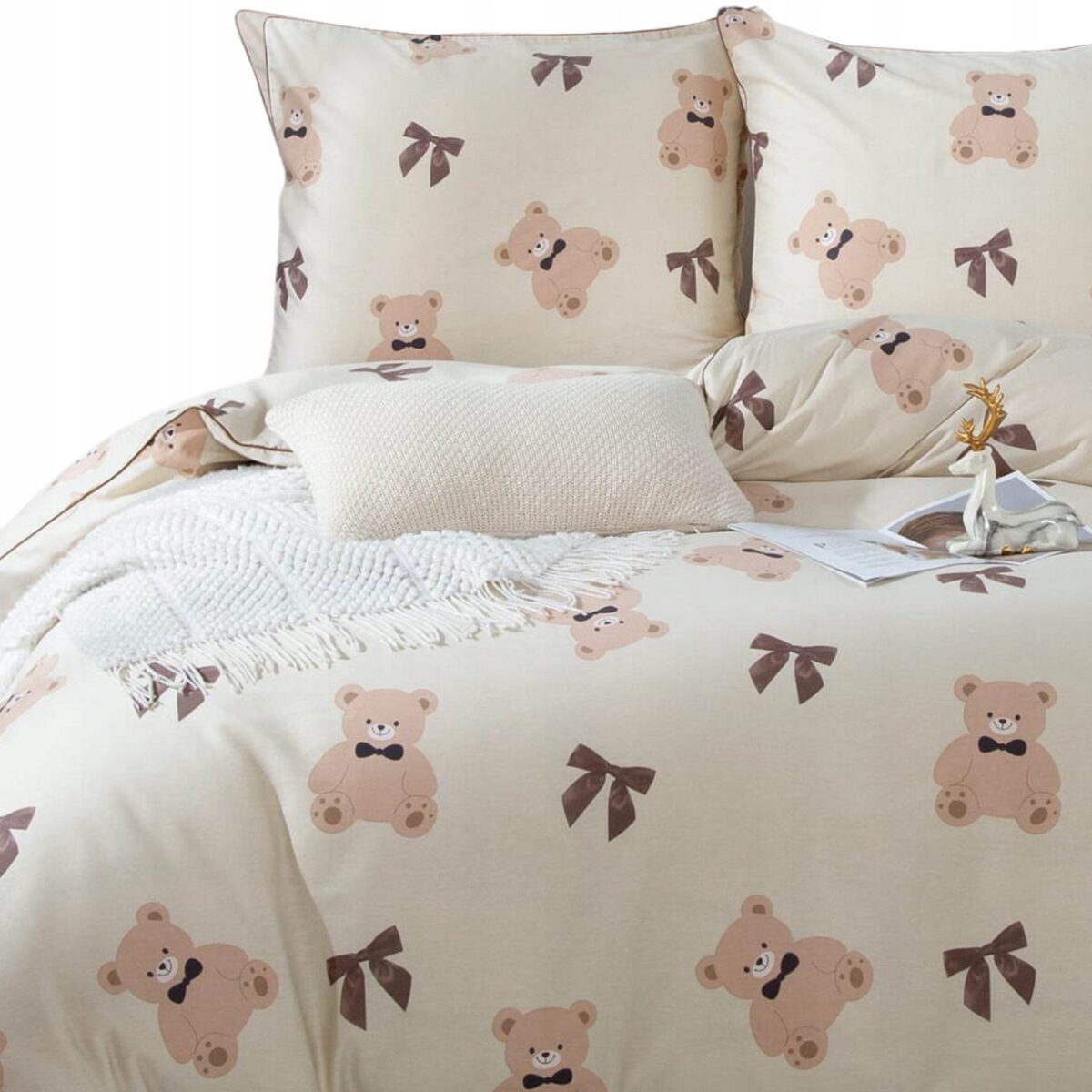 Pościel Z Misiem Komplet 140x200 Satyna 100% Bawełna Printy Teddy