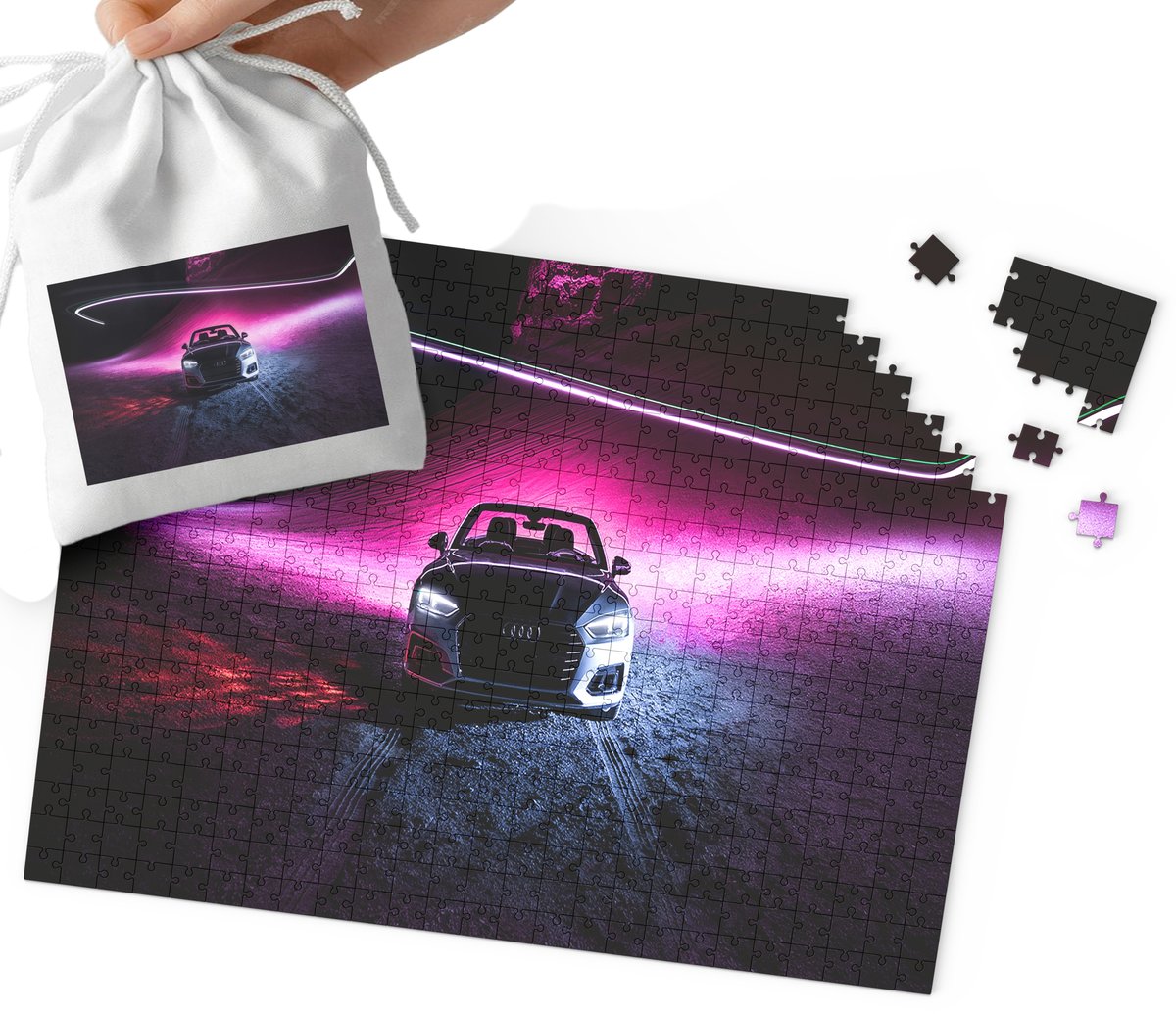 PUZZLE TRADYCYJNE - SUPER SAMOCHODY AUDI MEGA WZORY 120el + WORECZEK