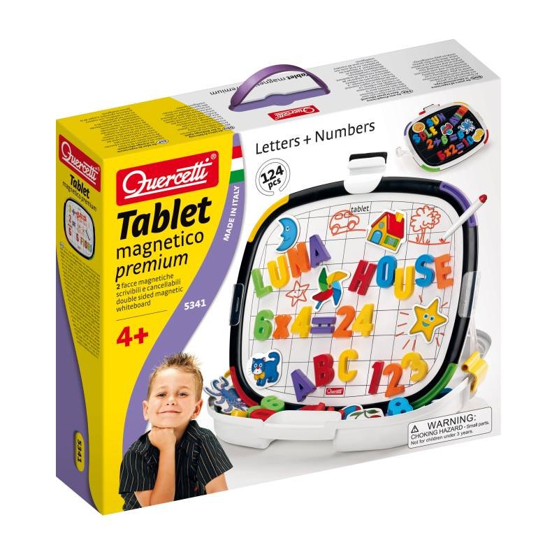 Quercetti Premium Duże litery cyfry kształty tablica magnetyczna dwustronna 124