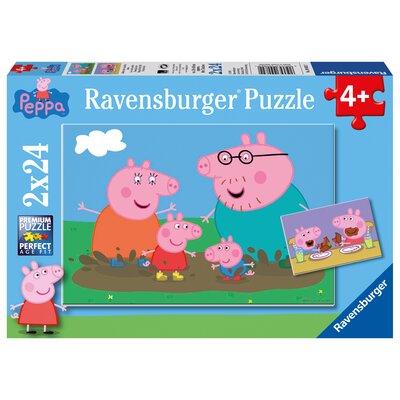Ravensburger 09082 - Peppa Pig: szczęśliwe życie rodzinne, 2 x 24 części puzzle