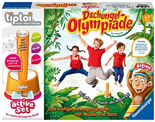 Ravensburger tiptoi active Set Dschungel-Olympiade: Das lustige Bewegungsspiel mit Musik und Tanz 00849