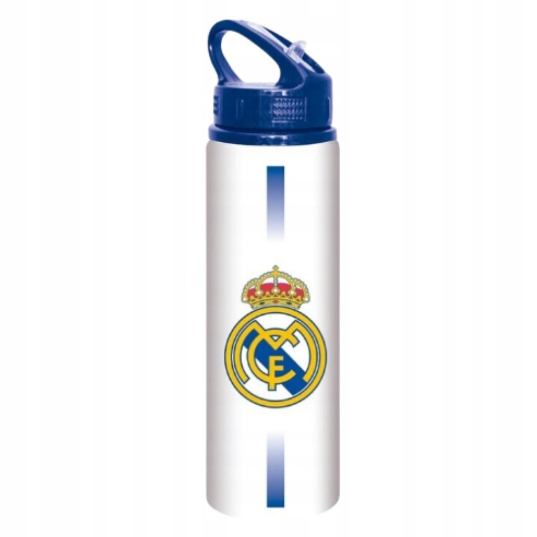 Real Madrid Bidon Sportowy Aluminiowy 750 ml Biało Niebieski BPA Free