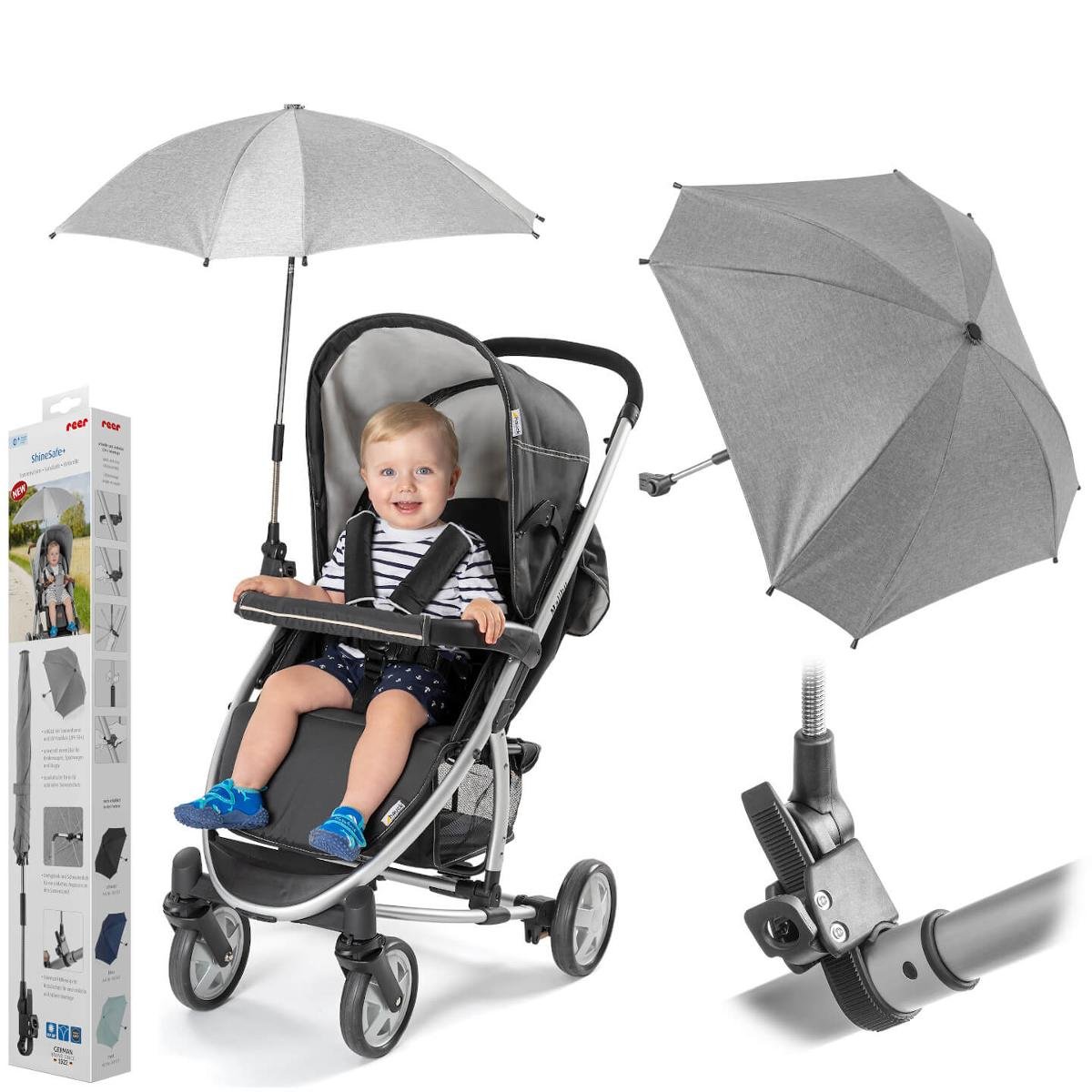 Reer Parasolka przeciwsłoneczna do wózka UV50+ szara RE-84181