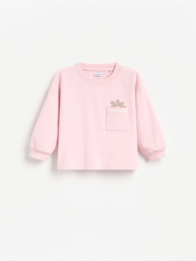 Reserved - Bawełniana bluza z kieszonką - brudny róż