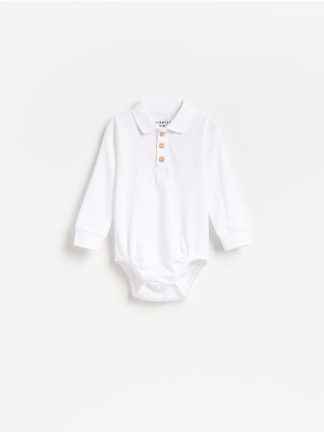 Reserved - Bawełniane body polo - biały