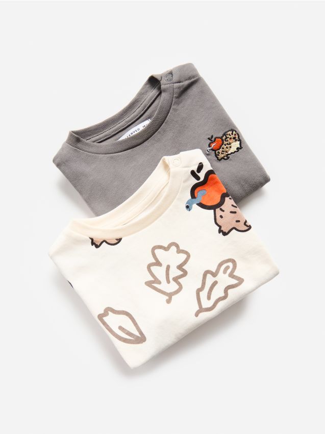 Reserved - Bawełniany longsleeve 2 pack - ciemnoszary