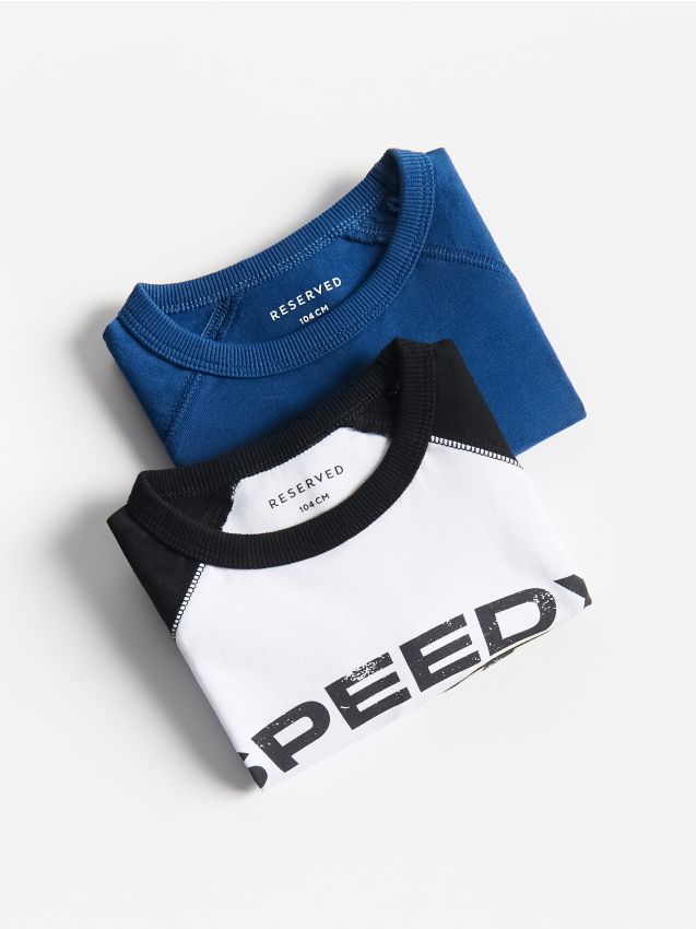 Reserved - Bawełniany longsleeve 2 pack - niebieski