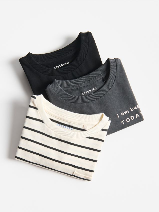 Reserved - Bawełniany longsleeve 3 pack - czarny