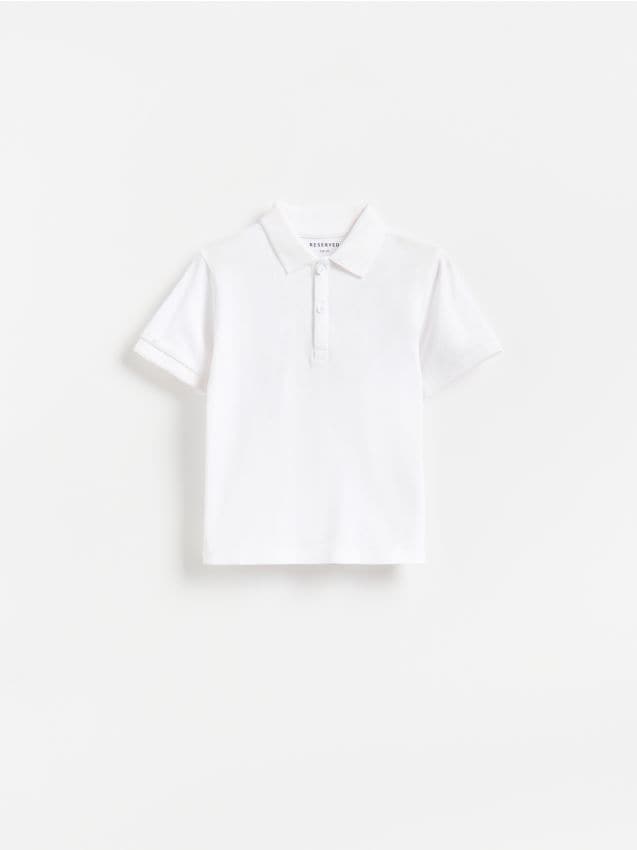 Reserved - Bawełniany t-shirt polo - biały