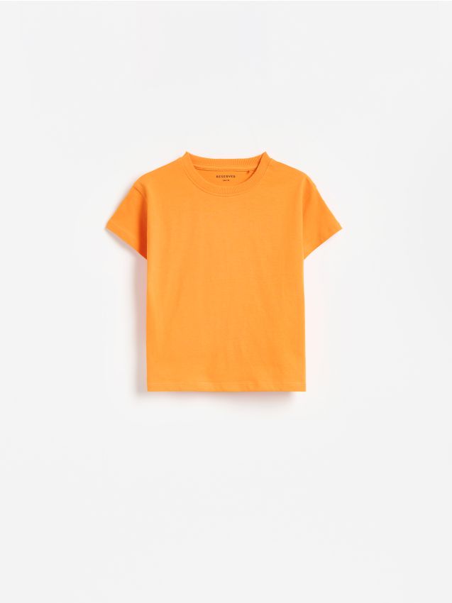 Reserved - Bawełniany t-shirt - pomarańczowy