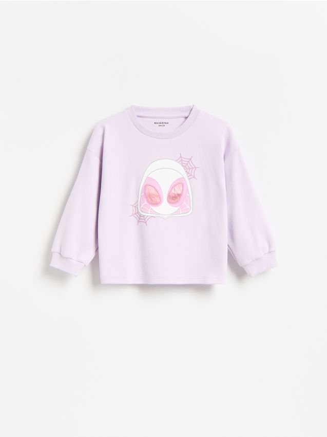 Reserved - Bluza z haftem Marvel - lawendowy