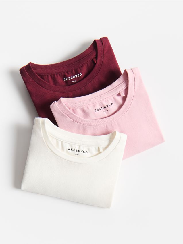 Reserved - Gładki t-shirt 3 pack - wielobarwny