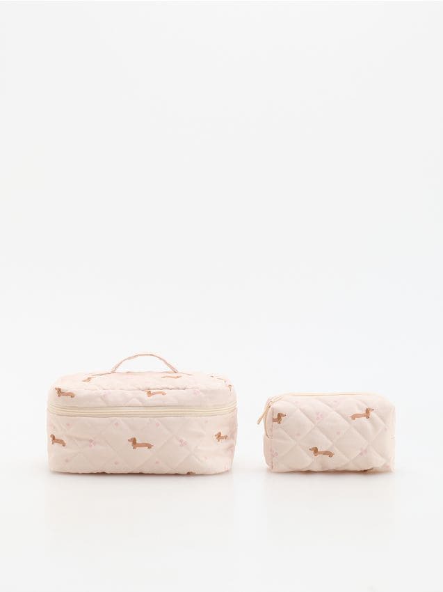 Reserved - Kosmetyczka 2 pack - złamana biel