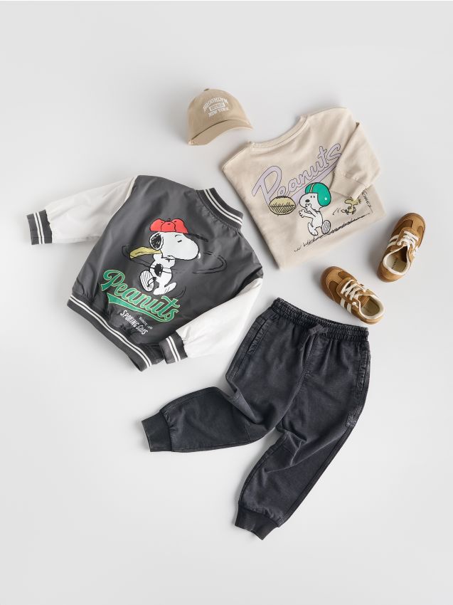Reserved - Longsleeve Snoopy - beżowy