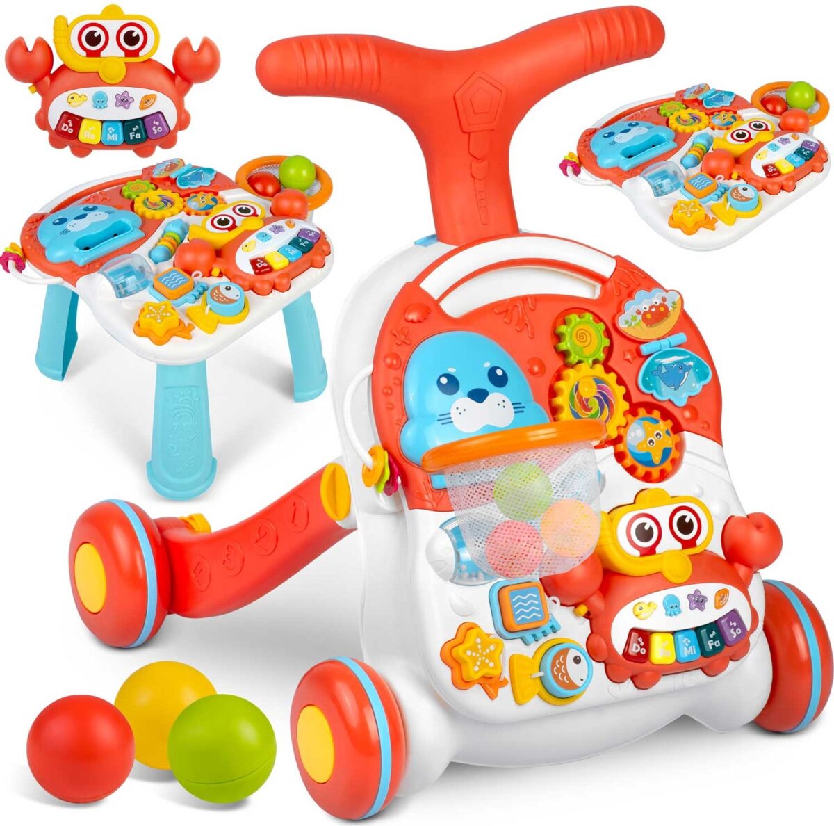 Ricokids Pchacz stolik edukacyjny 2w1 RK-810 biało-czerwony 781001