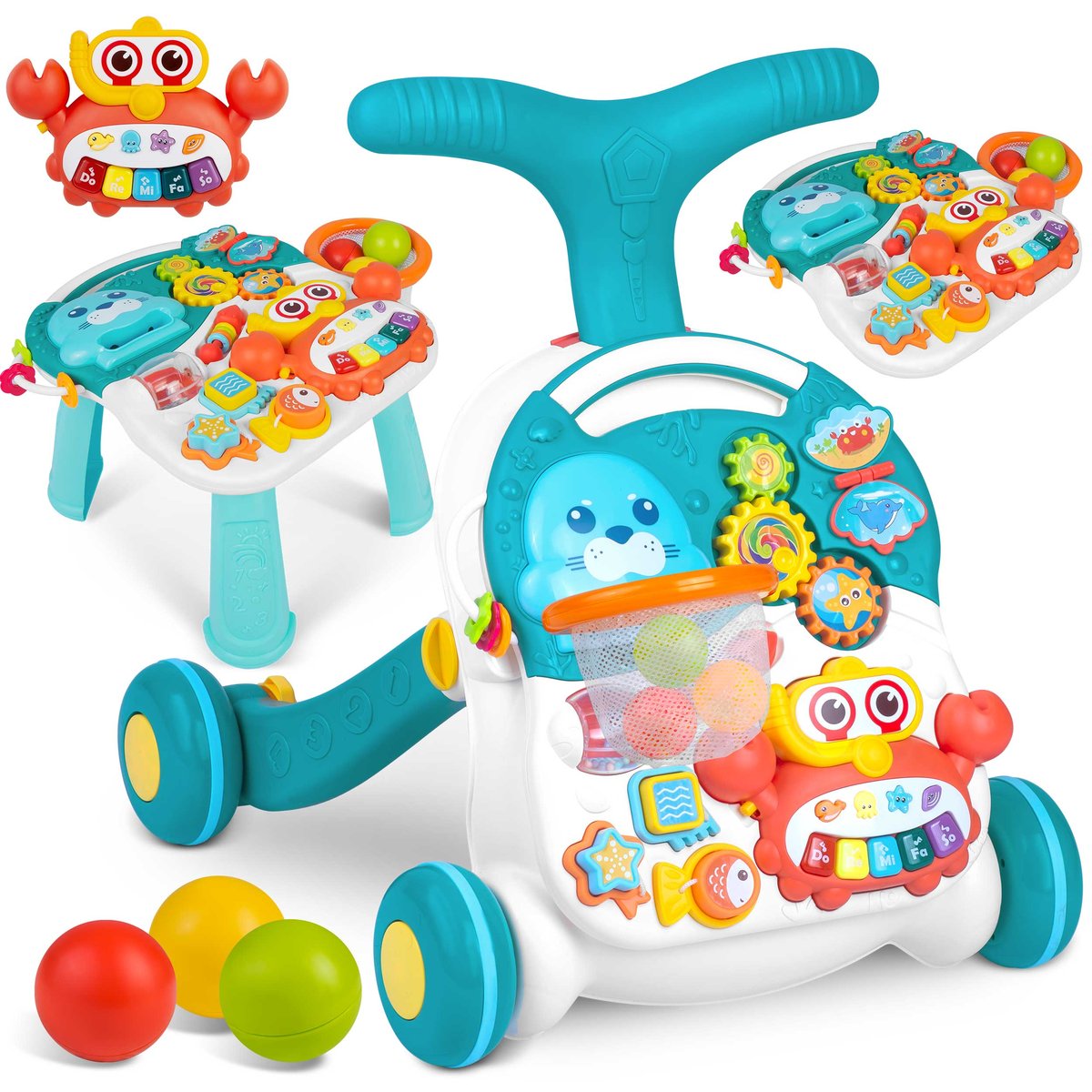 Ricokids Pchacz stolik edukacyjny 2w1 RK-810 biało-niebieski 781000