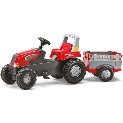 Rolly Toys Traktor Junior Rt Czerwony Z Przyczepą