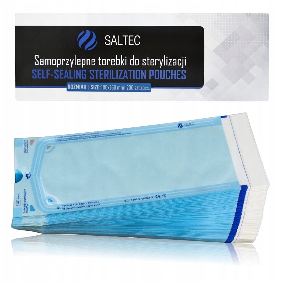 SALTEC Torebki, woreczki do sterylizacji samoprzylepne 100mmx260mm 200 sztuk