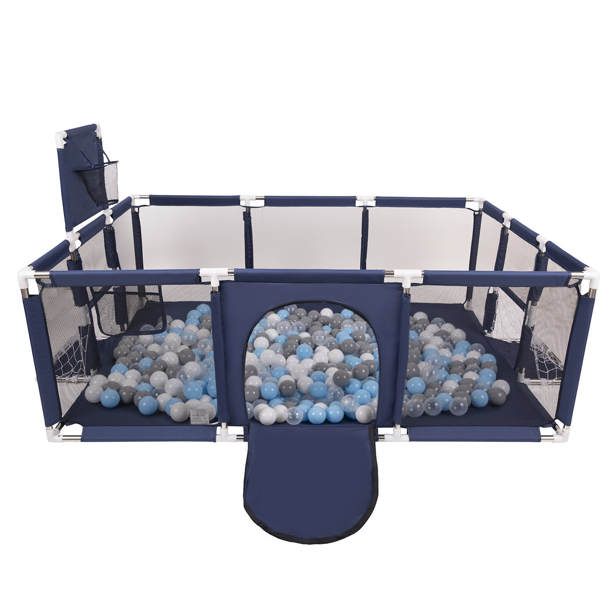 Selonis Boisko BO-100X z piłeczkami 6cm granatowy: szary-biały-transparent-babyblue 180x122x62/900piłek Zabawka kojec