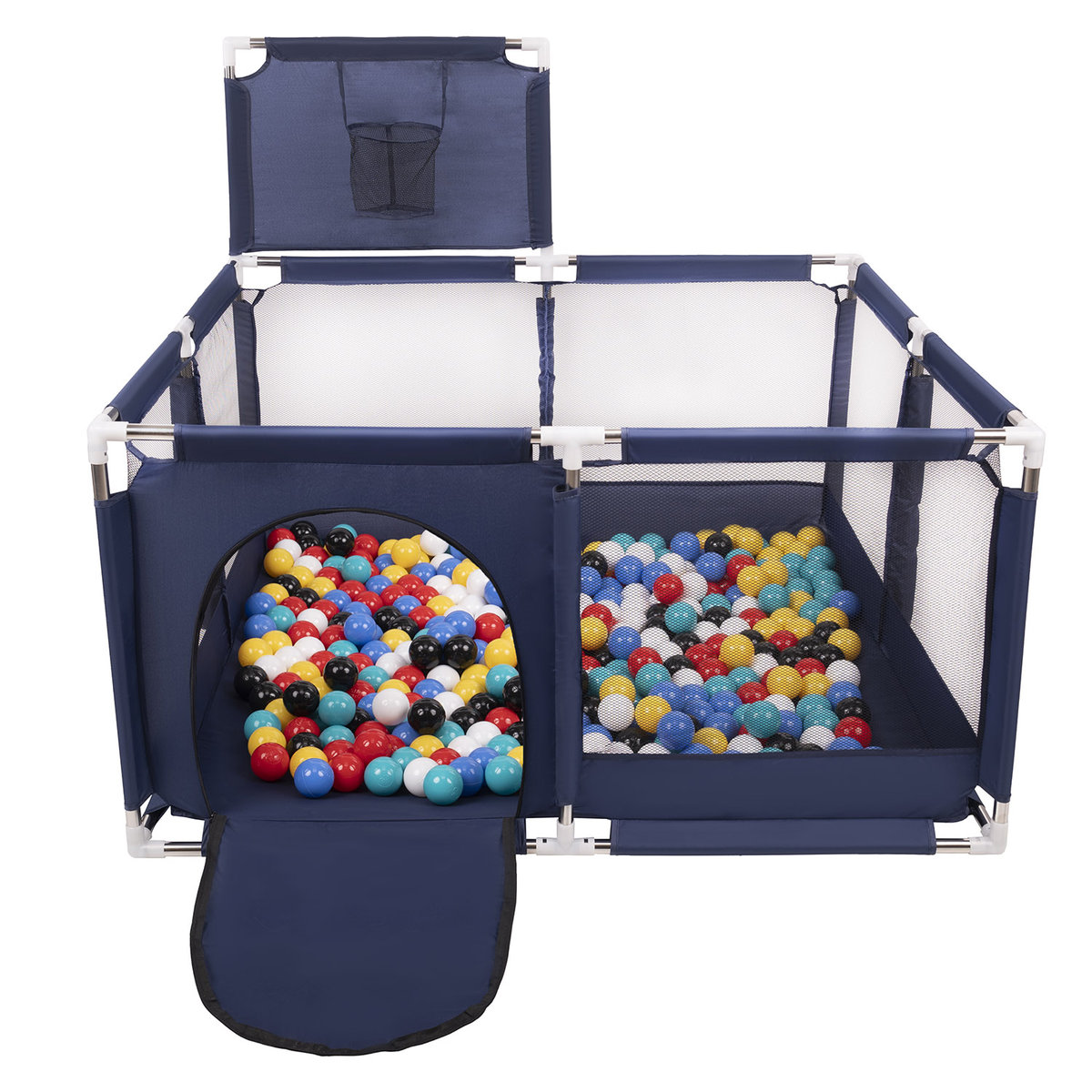 Selonis Boisko KK-100X z piłeczkami 6cm niebieski: czarny-biały-niebieski-czerwony-żółty-turkus 125x125x105/200piłek Zabawka kojec