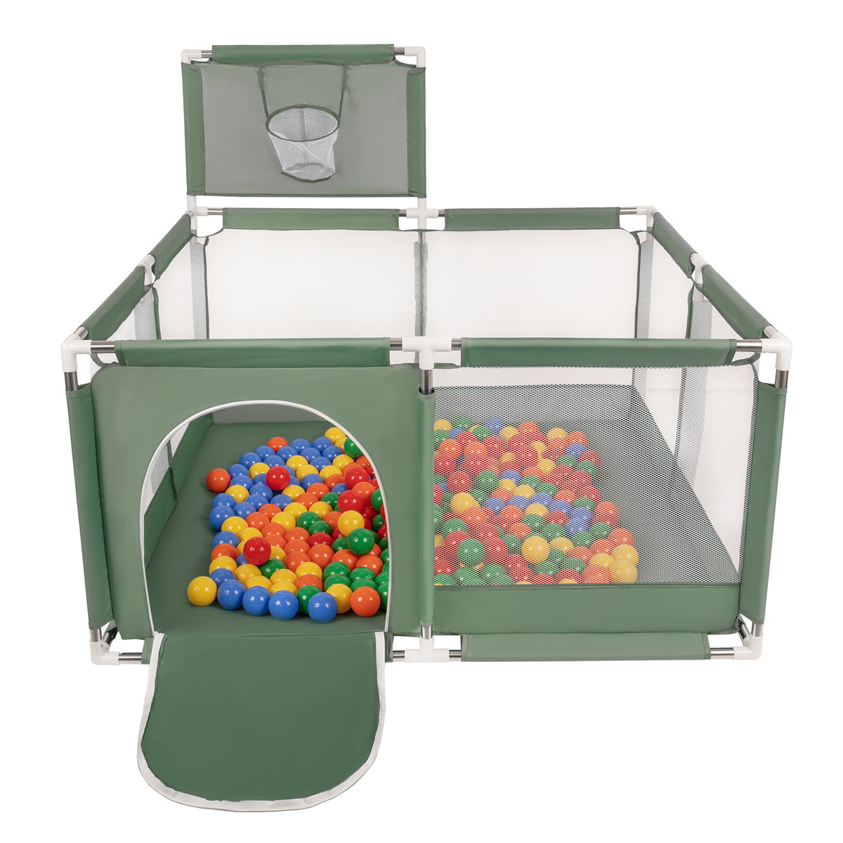 Selonis Boisko KK-100X z piłeczkami 6cm zielony: żółty-zielony-niebieski-czerwony-pomarańcz 125x125x105/100piłek Zabawka kojec